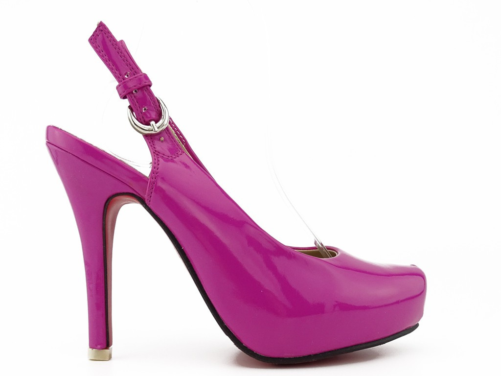 Stilettos à plateforme rose en cuir écologique - 1