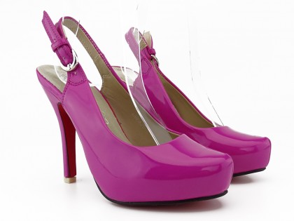 Pantofi stiletto cu platformă roz din piele ecologică - 2