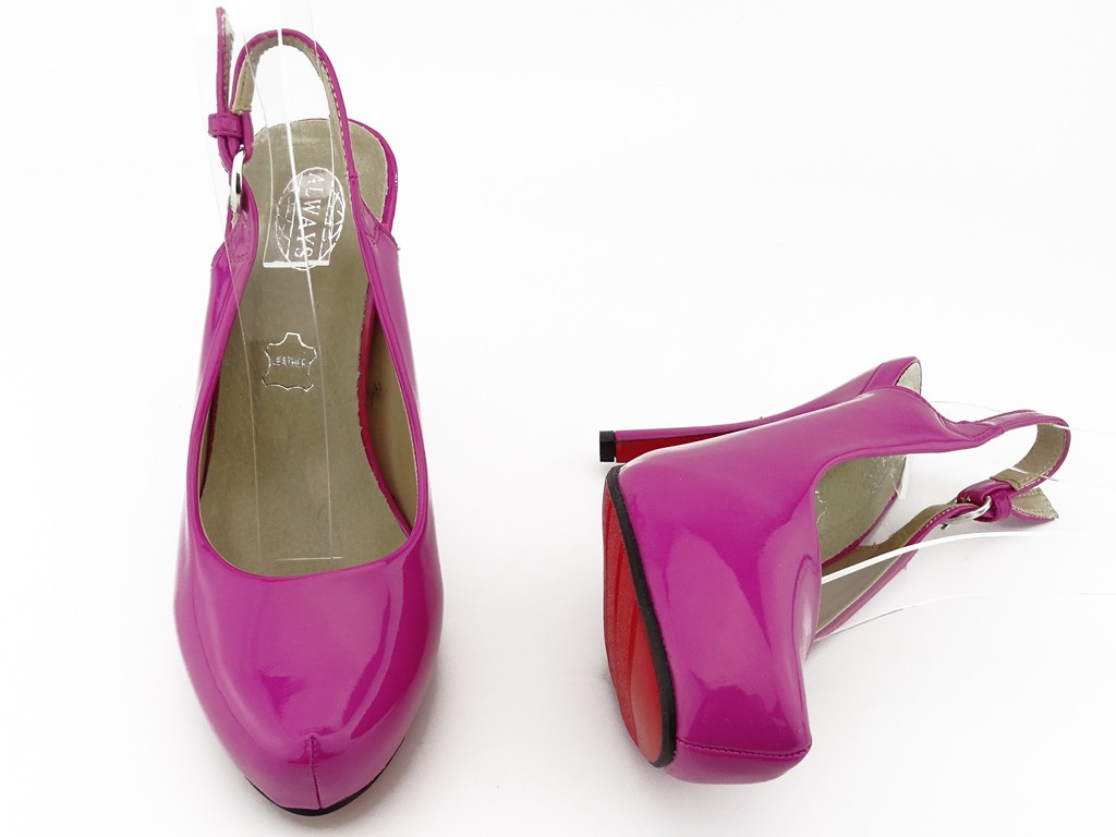 Rosa Plateau-Stilettos aus Ökoleder - 5