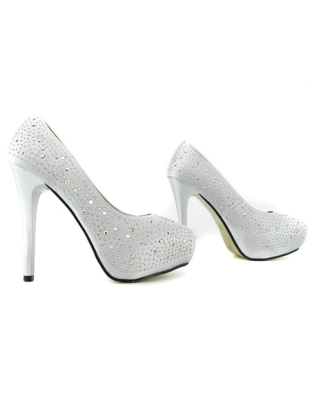 Silberne Plateau-Stilettos mit Zirkonen - 3