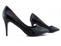 Pantofi cu tocuri joase negre din piele ecologică - 3