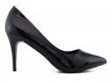 Pantofi cu tocuri joase negre din piele ecologică - 1
