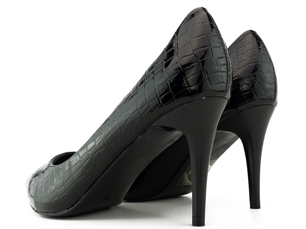 Escarpins noirs à talons aiguilles en cuir écologique - 4