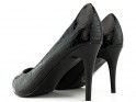 Pantofi cu tocuri joase negre din piele ecologică - 4