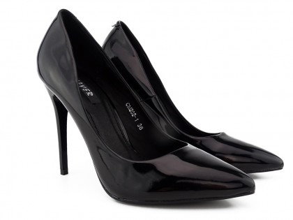 Black eco leather stilettos - 2