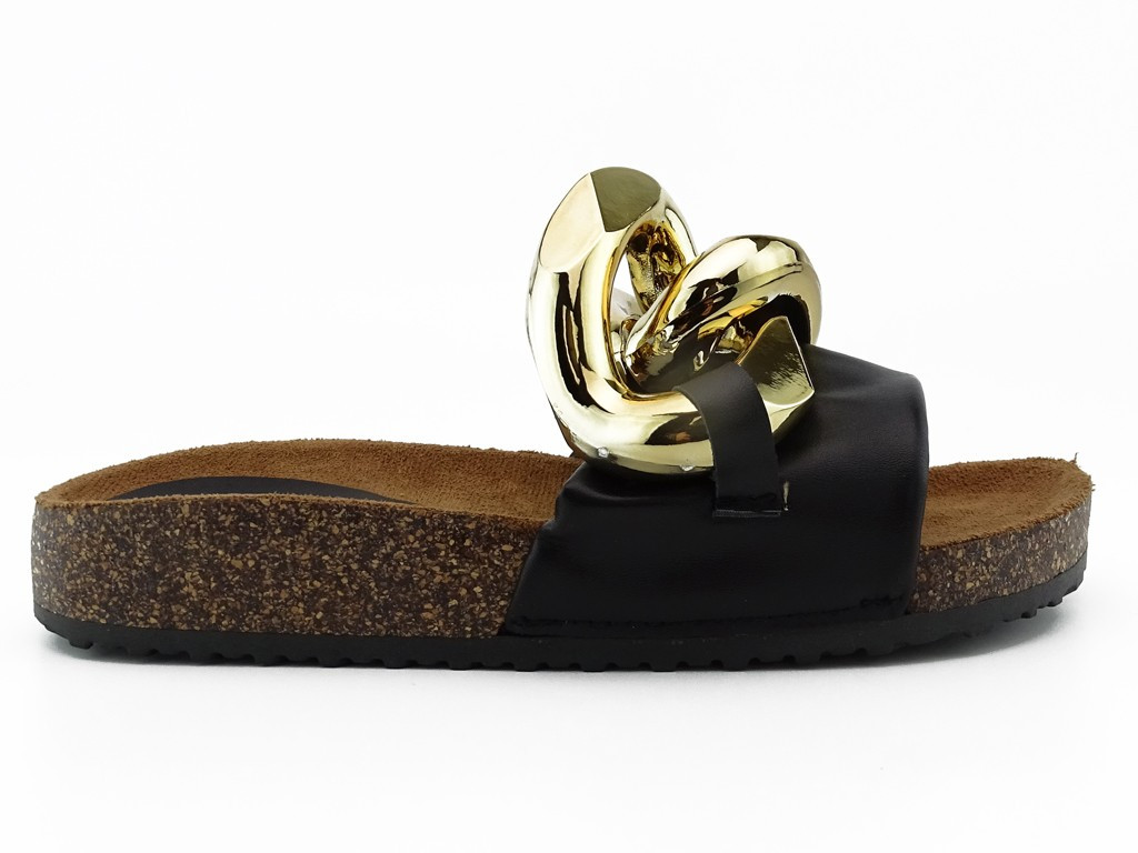 Melnas flip-flops ar lielu ķēdi - 3