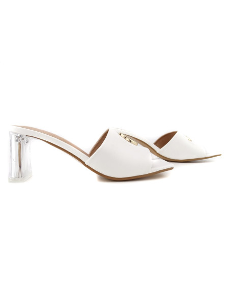 White low flip-flops on a glass post - 3