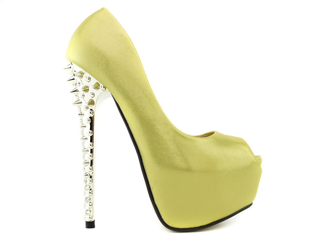High gold platform stilettos with spiked heel - 1