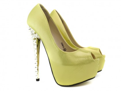 High gold platform stilettos with spiked heel - 2