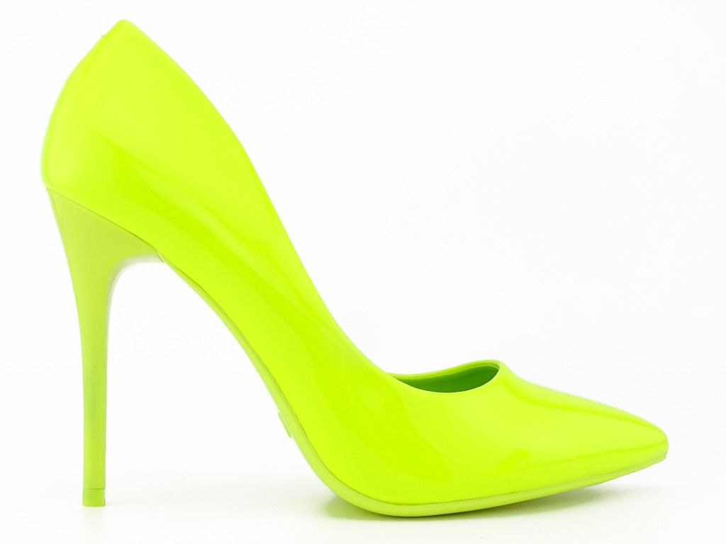 Yellow shapely stilettos lacquer shoes - 1