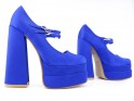 Pantofi cu platformă albastru marin cu toc stiletto - 3