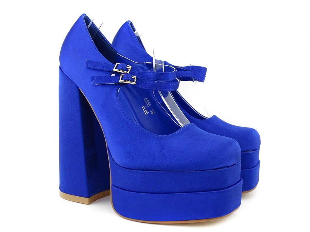 Navy blue platform pumps pumps pumps on a pole - 1