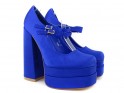 Pantofi cu platformă albastru marin cu toc stiletto - 1