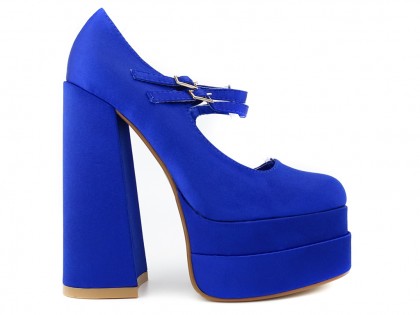 Pantofi cu platformă albastru marin cu toc stiletto - 2