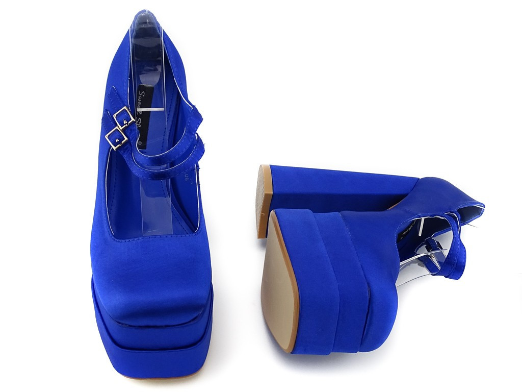 Marineblaue Plateau-Pumps mit Stilettoabsatz - 4