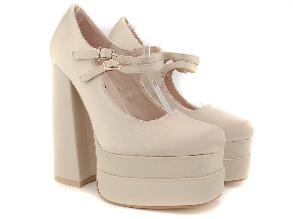 Beige Plateau-Pumps Pumps mit Stilettoabsatz - 1