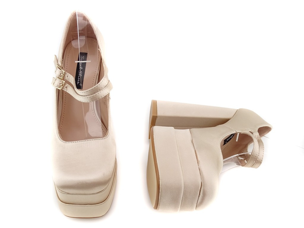 Pantofi cu platformă bej cu toc stiletto - 5