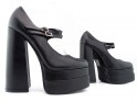 Pantofi cu platformă din piele ecologică neagră cu toc stiletto - 3