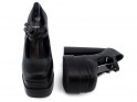 Pantofi cu platformă din piele ecologică neagră cu toc stiletto - 5