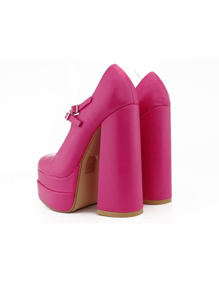 Rosa Öko-Leder-Plateau-Pumps mit Stilettoabsatz - 3