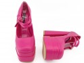 Рожеві туфлі на платформі з екошкіри на шпильці - 4