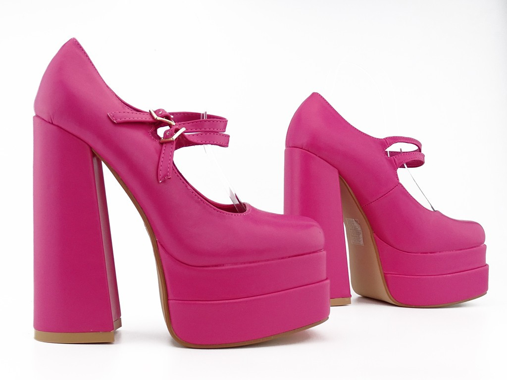 Rosa Öko-Leder-Plateau-Pumps mit Stilettoabsatz - 5