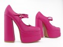 Pantofi cu platformă din piele ecologică roz cu toc stiletto - 5