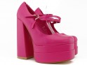 Pantofi cu platformă din piele ecologică roz cu toc stiletto - 1