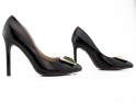 Pantofi stiletto de damă din piele întoarsă neagră cu cataramă - 3