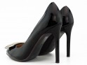 Pantofi stiletto de damă din piele întoarsă neagră cu cataramă - 4