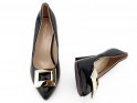 Pantofi stiletto de damă din piele întoarsă neagră cu cataramă - 5