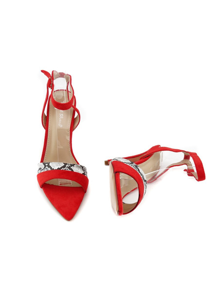 Sarkanas zamšādas stiletto sandales ar siksniņu - 5 Sarkanas zamšādas stiletto sandales ar siksniņu - 5