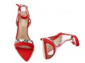 Sandale stiletto din piele de căprioară roșie cu curea - 5