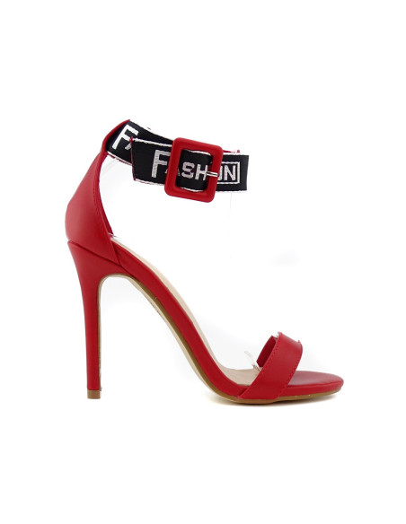 Sandale roșii cu baretă stiletto - 1
