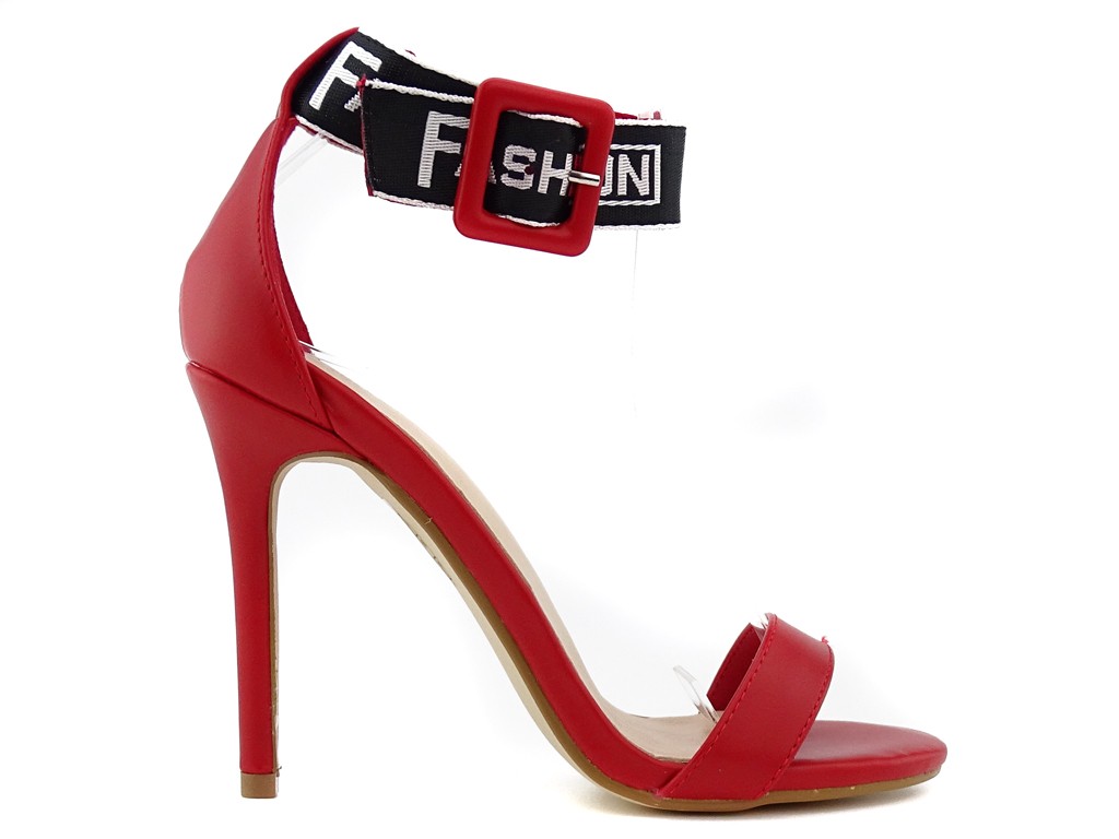 Red stiletto sandals with strap - 1