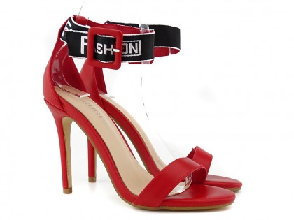 Red stiletto sandals with strap - 2