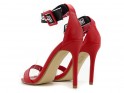 Červené sandále s remienkami na podpätku - 4