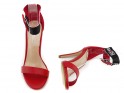 Červené sandále s remienkami na podpätku - 5