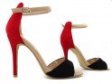 Čierno-červené sandále na podpätku - 3