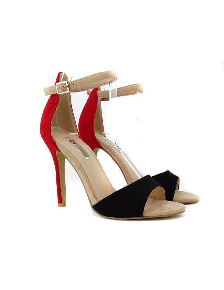 Schwarze und rote Riemchen-Stiletto-Sandalen - 2