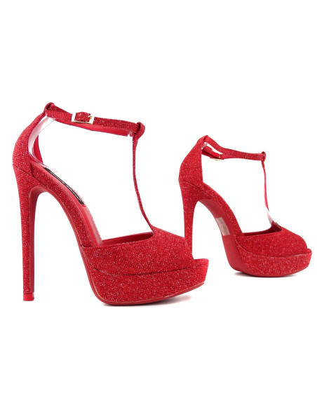 Rote Plateau-Stiletto-Sandalen - 3