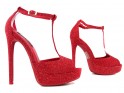 Červené sandále na podpätku - 3
