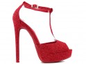Sandale roșii cu platformă stiletto - 1