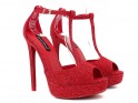 Sandale roșii cu platformă stiletto - 2