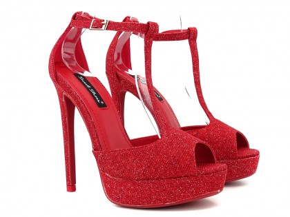 Red platform stiletto sandals - 2