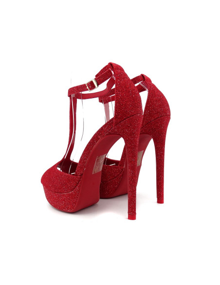 Rote Plateau-Stiletto-Sandalen - 4