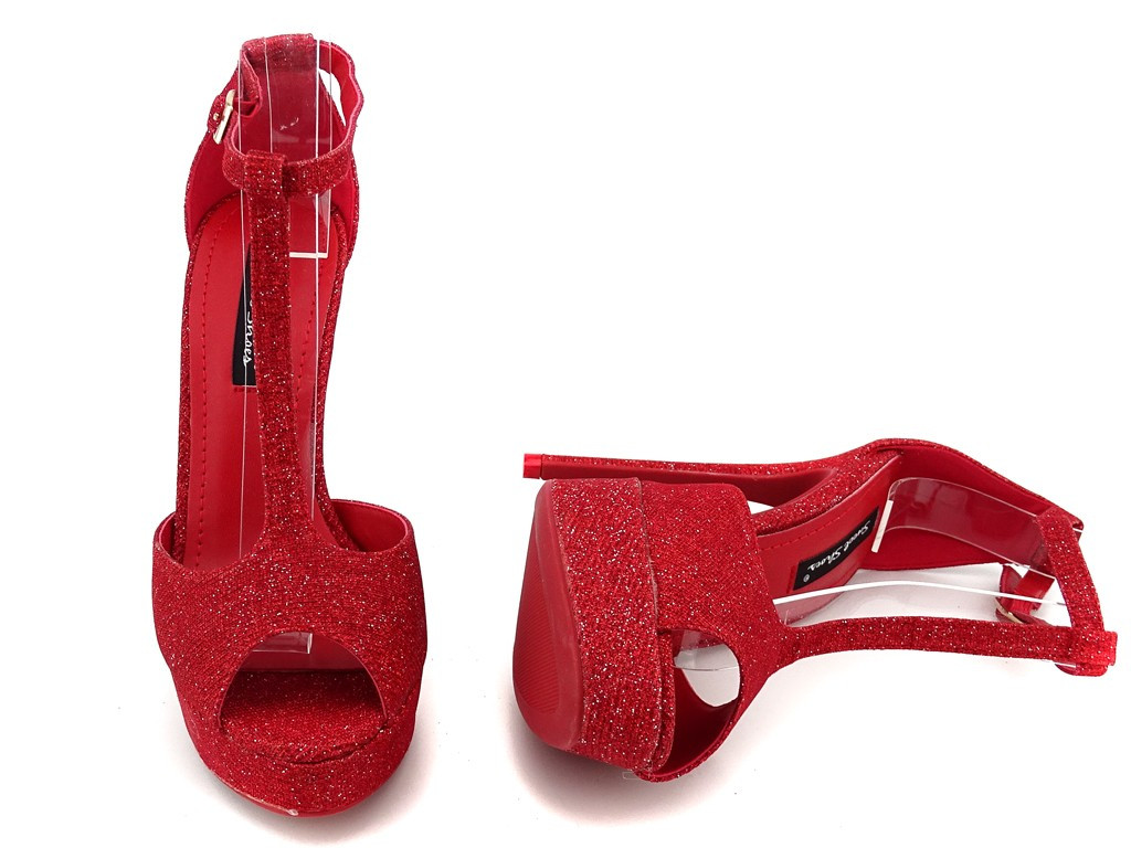 Rote Plateau-Stiletto-Sandalen - 5
