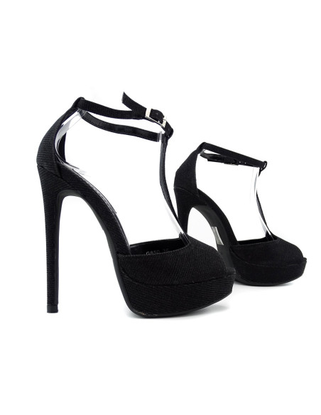 Melnas platformas sandales ar stiletto - 3