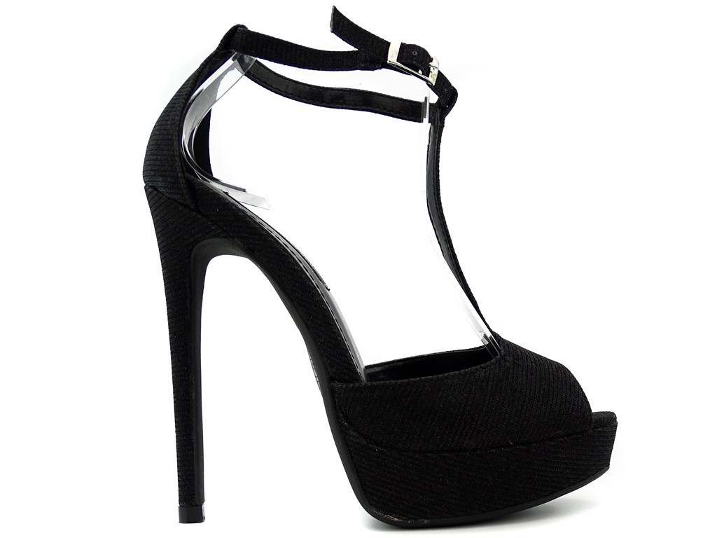 Melnas platformas sandales ar stiletto - 1