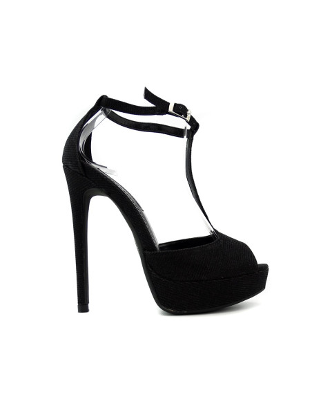 Melnas platformas sandales ar stiletto - 1